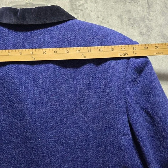 JONES NEW YORK Womens Blazer Jacket Royal Blue Wool‎ Blend Velvet Collar Size 16 - Picture 7 of 11